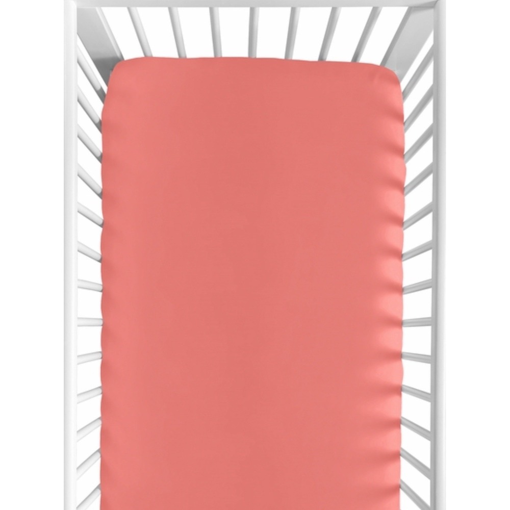 Waverly Baby Cotton Fitted Crib Sheet Coral Color‎ Trend Labs